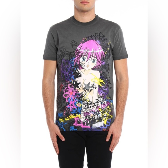 DSQUARED2 F/W 2016 P*RN Manga Gray Shirt T-Shirt Size XL Punk Anime - Picture 1 of 11